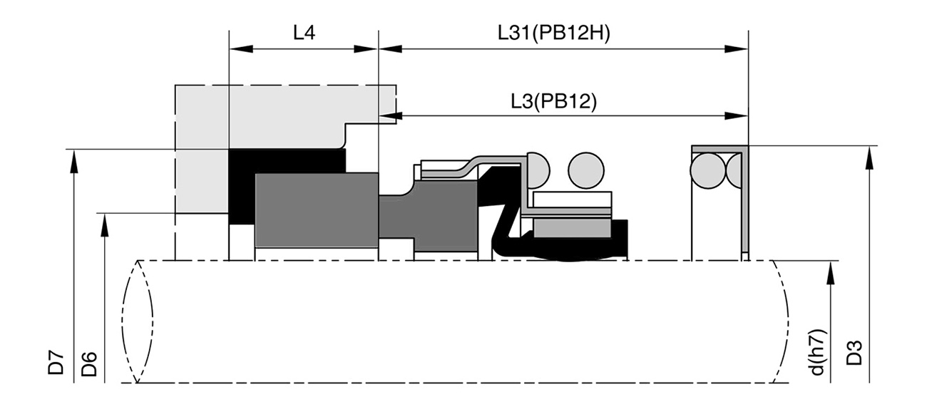 PB12/PB12H installation view cross-section